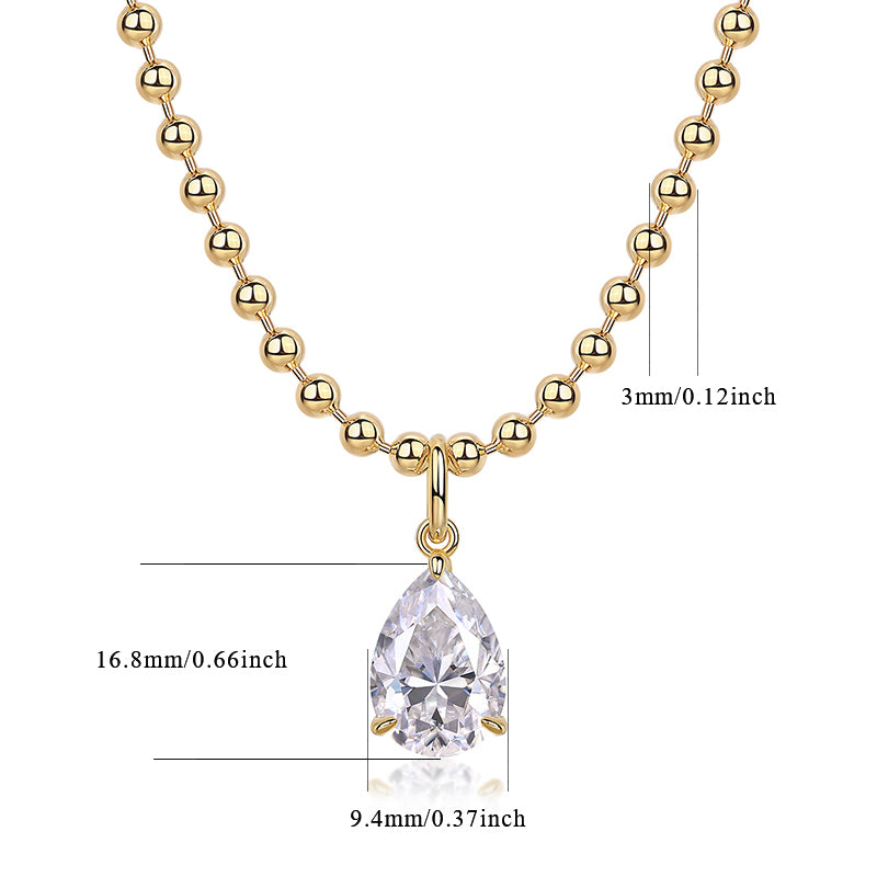 Wish Light Pear Moissanite Pendant Necklace S925 Silver Gold Plating