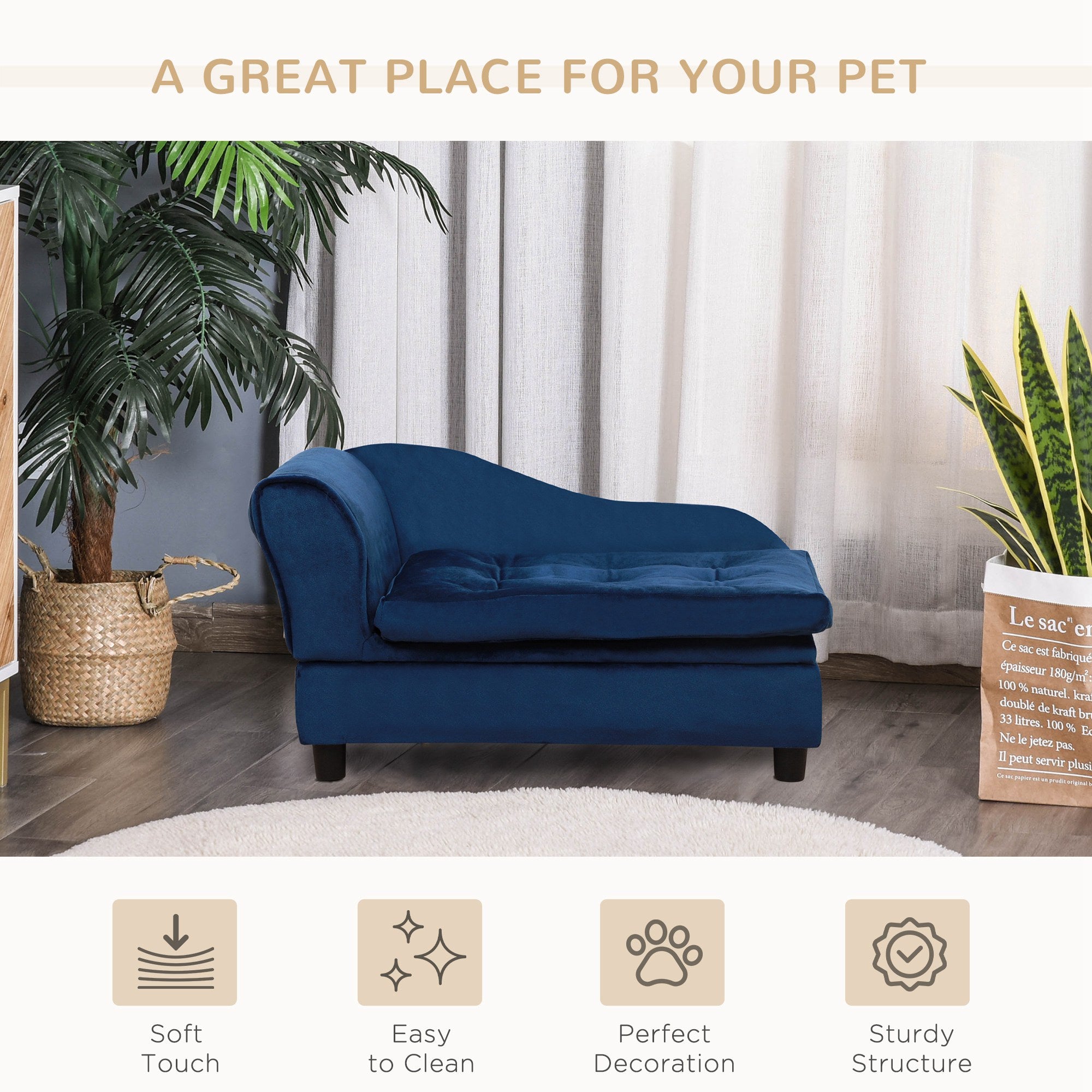 Luxury Small Dog Bed With Hidden Storage Plush Foam