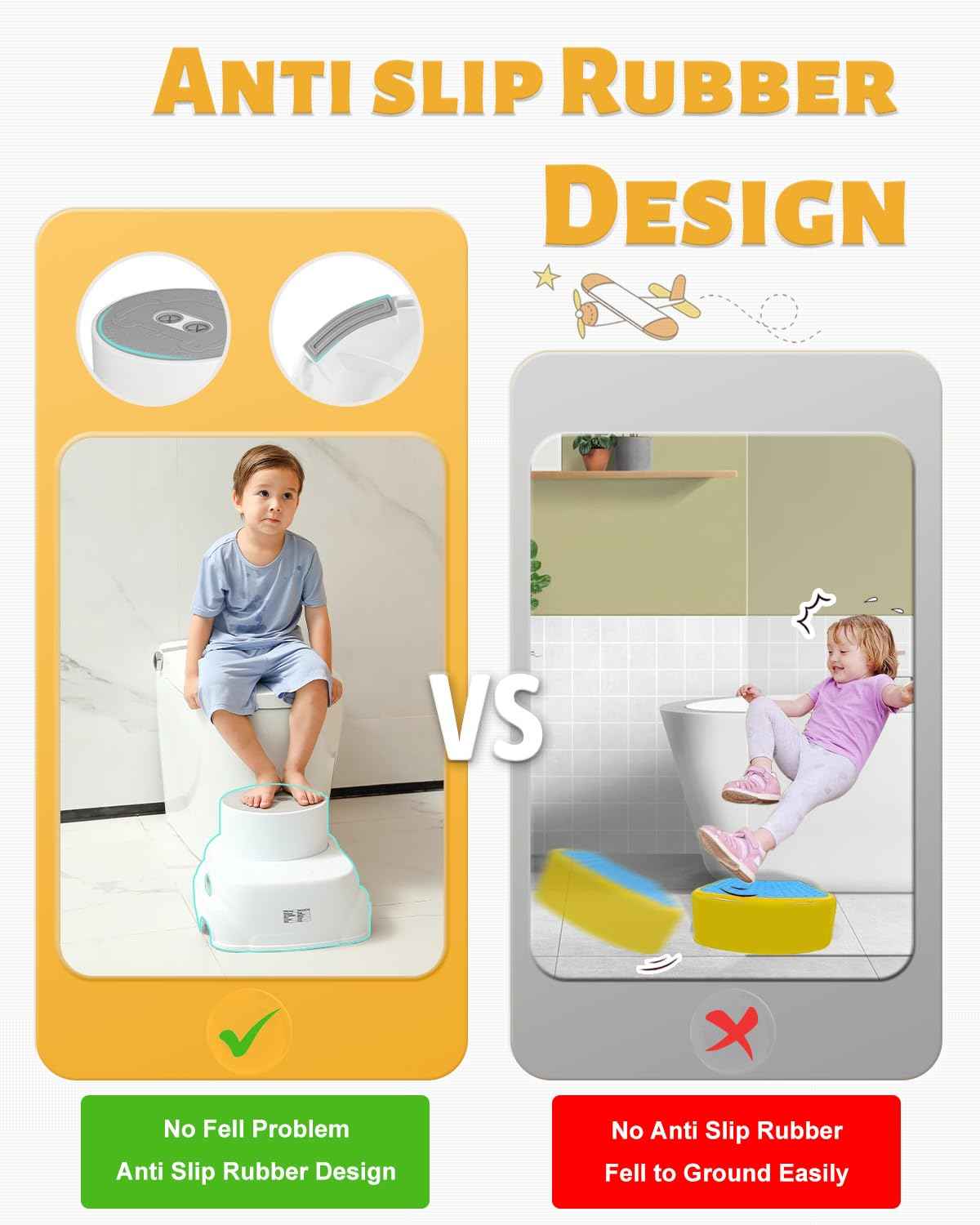 Padded 2-Step Step Stool, 2-Step Footstool - Step Stool Non-slip, Portable, Space-saving Design For Bathroom, Kitchen, Bedroom, Classroom - Easy To Clean, Sturdy And Comfortable