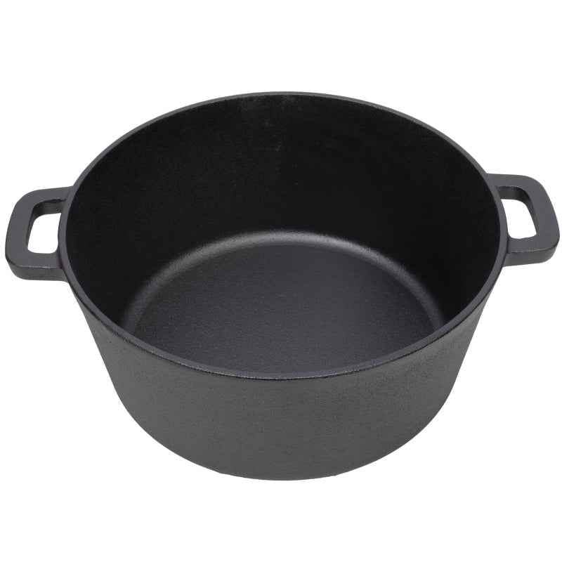 One In One Pre Seasoned Cast Iron Dutch Oven With Dual Handles, Outdoor Camping Deep Pot, With 2 Silicone Handle Covers, Banned Platform Temu