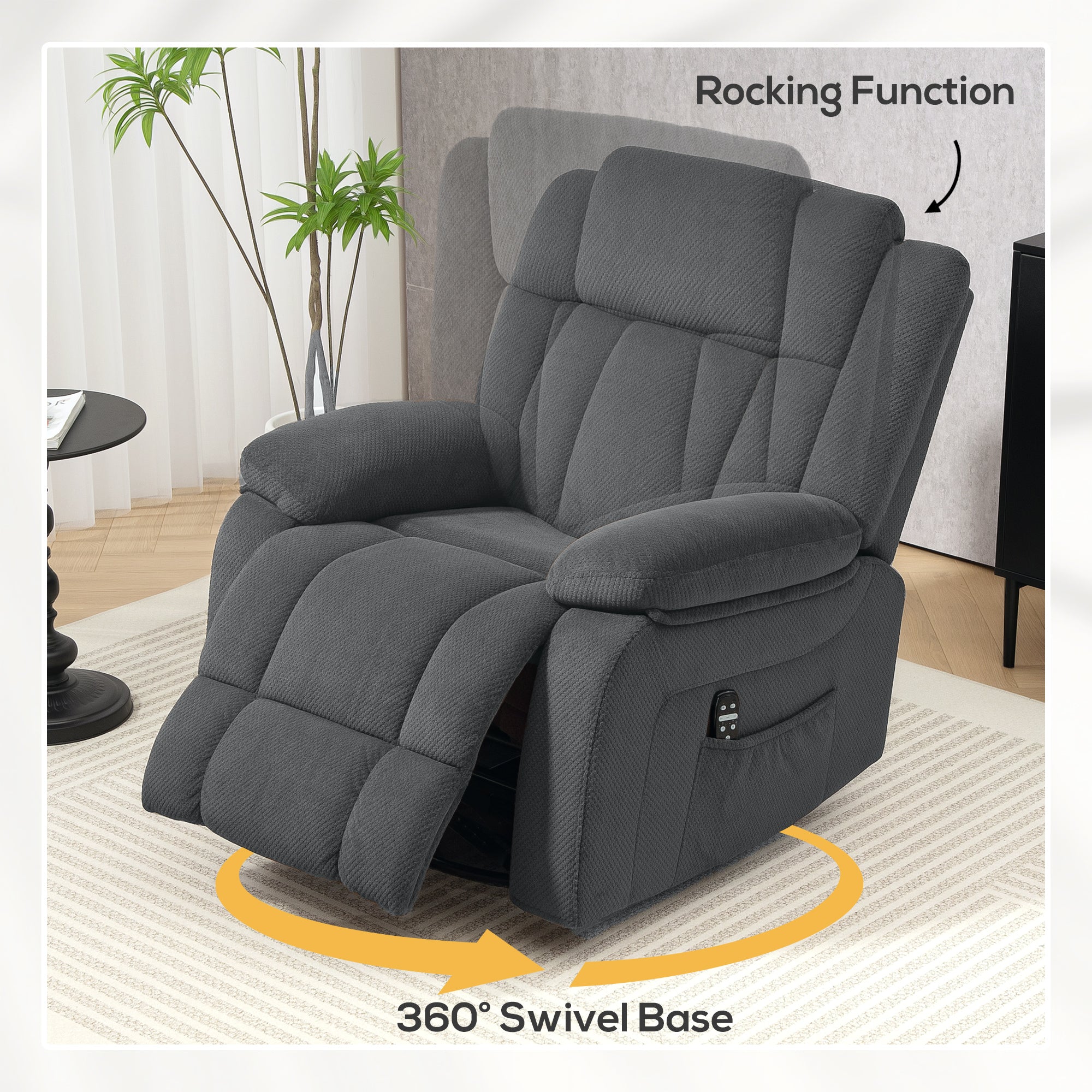 Recliner Massage Armchair with Heat, 8 vibrating points lumbar heating