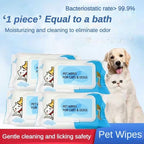 Dog Cat Pet Wet Wipes – Plant-Based Unscented Cleaning & Deodorizing