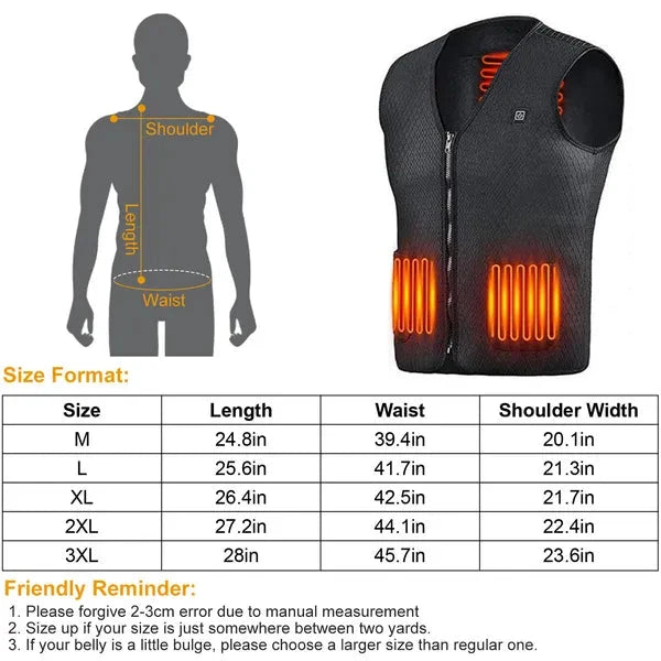 USB Heated Vest, Heat Jacket with 3 Adjustable Heating Gears, Warm Fleece Lined Coat for Men & Women
