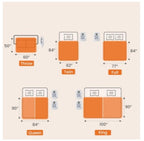 Dimensions chart for Edx Electric Heated Blanket showing Throw, Twin, Full, Queen, and King sizes.