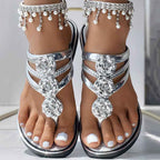 Floral Pattern Flip Flops, Comfortable And Casual Summer Beach Slippers