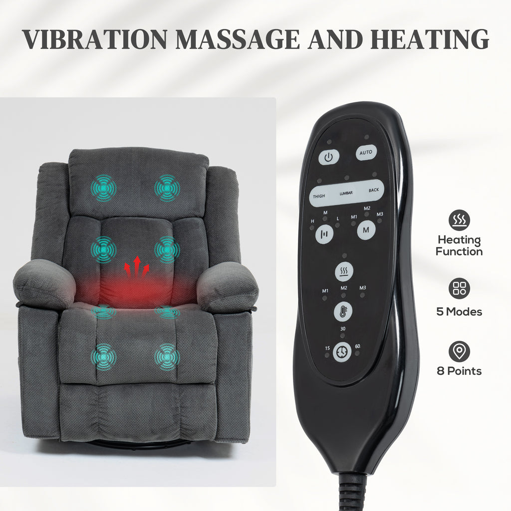 Recliner Massage Armchair with Heat, 8 vibrating points lumbar heating