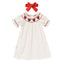 Baby Girl's Valentine's Day Dress Short Sleeve Red Heart Embroidery Dress With Headband Smocked Princess Party Dress