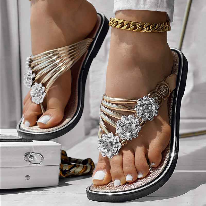Floral Pattern Flip Flops Comfortable Casual Summer Beach Slippers