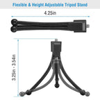 Flexible Mini Tripod Stand for Camera, Portable 1/4"-20 Screw Mount with Non-Slip Feet, Durable for DSLR, 35mm, and Compact Cameras