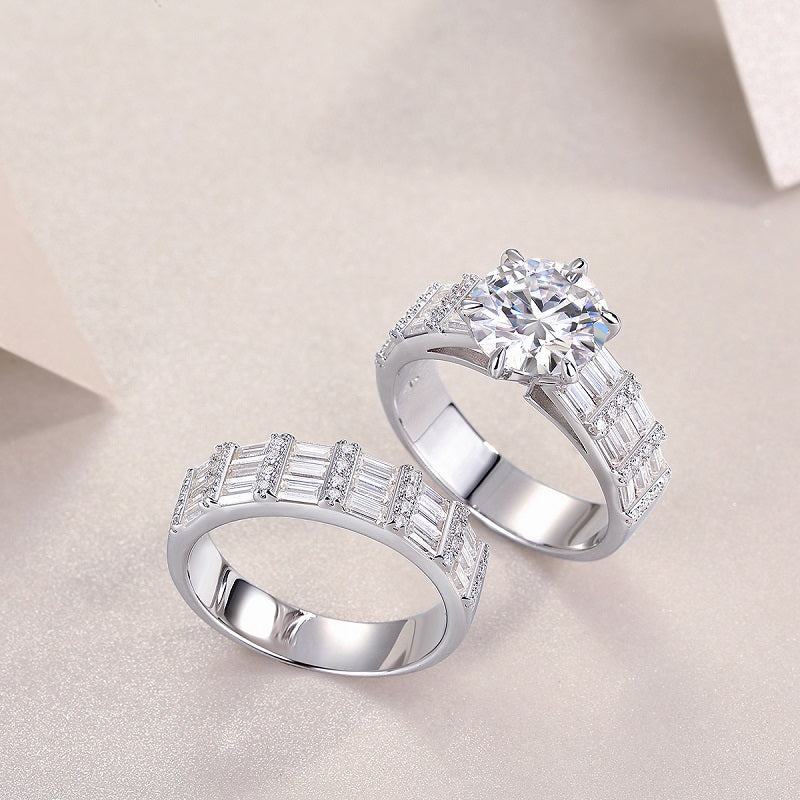Vanilla Moissanite Jewelry Set In S925 Silver With Platinum Plating