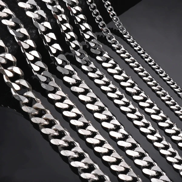 Stainless Steel Gold Silver Chain Cuban Curb Women, Men Necklace