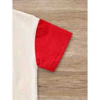 Infant Baby Boy 4th Of July Outfit Set USA Letter Print Color Block T-Shirt & Shorts For Independence Day Celebration