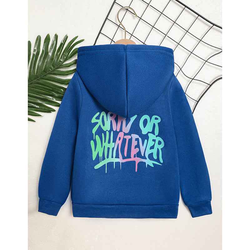 Toddler Girl Zip Up Hoodie Jacket Sorry Letter Print Long Sleeve Kids Secondary image