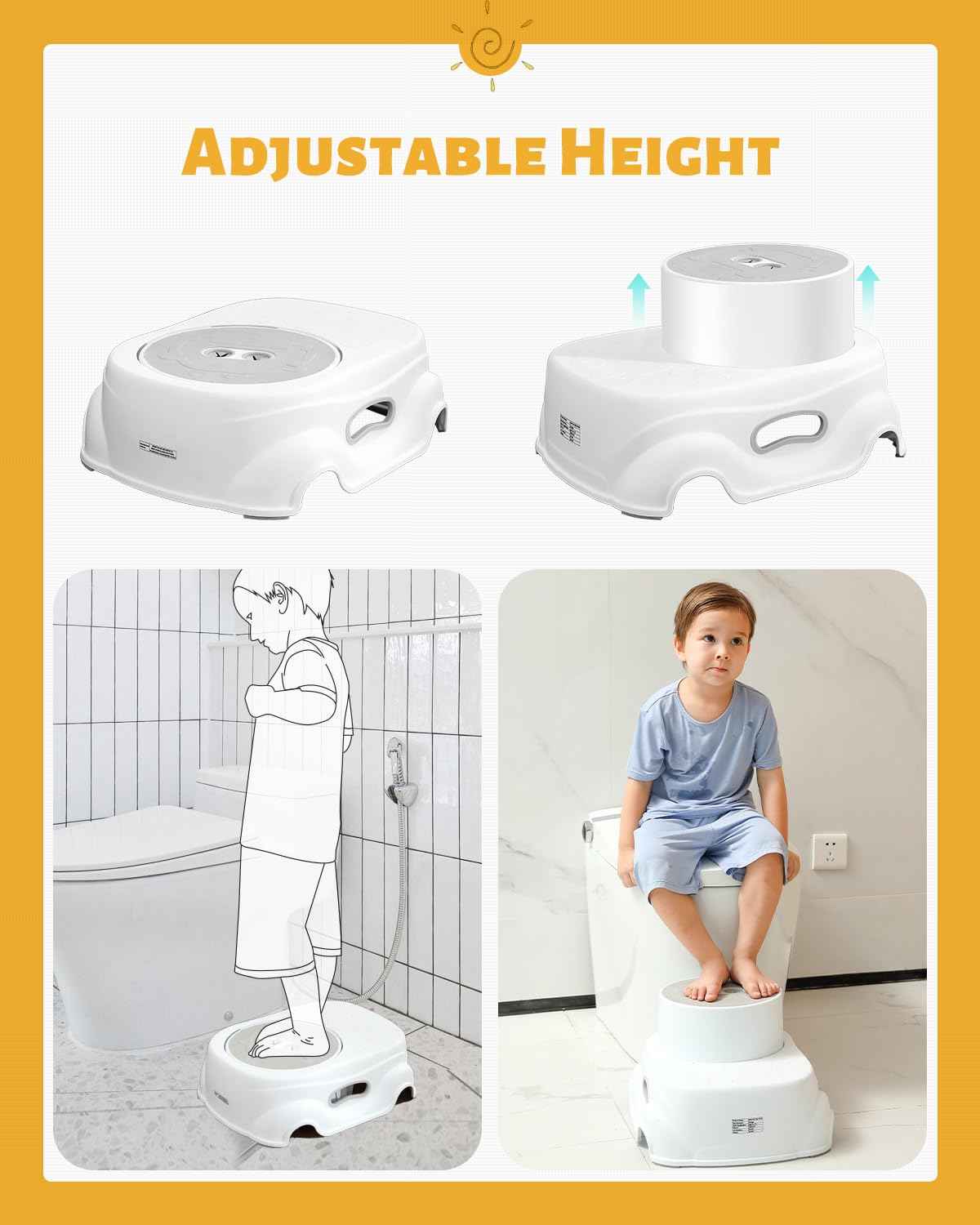 Padded 2-Step Step Stool, 2-Step Footstool - Step Stool Non-slip, Portable, Space-saving Design For Bathroom, Kitchen, Bedroom, Classroom - Easy To Clean, Sturdy And Comfortable