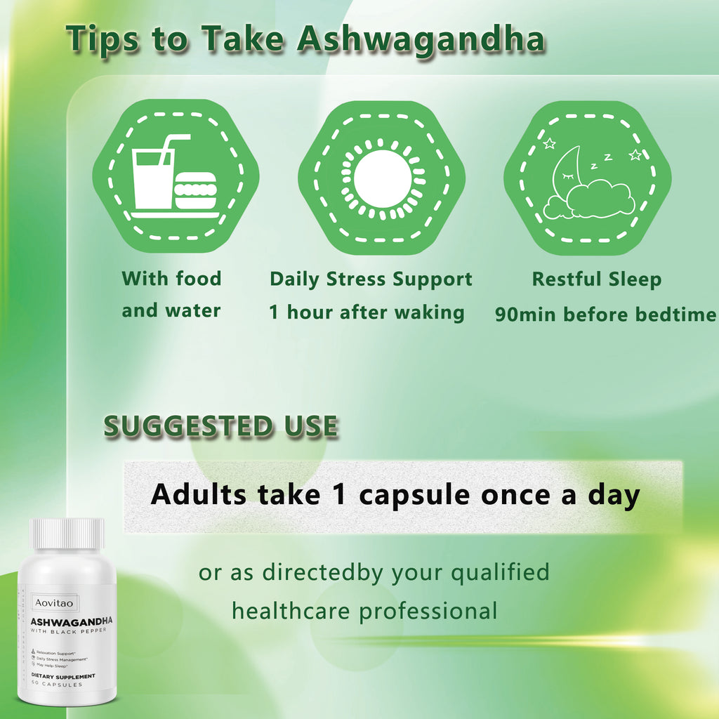 Ashwagandha Supplements Capsules Vegan Stress Relief Immune Support Supplement | Organic