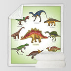 Dinosaur Family Sherpa Fleece Throw Blanket For Boys Girls Adults 50x60 , 60x80 Fuzzy Soft Warm Blanket For All Seasons with dinosaur designs.