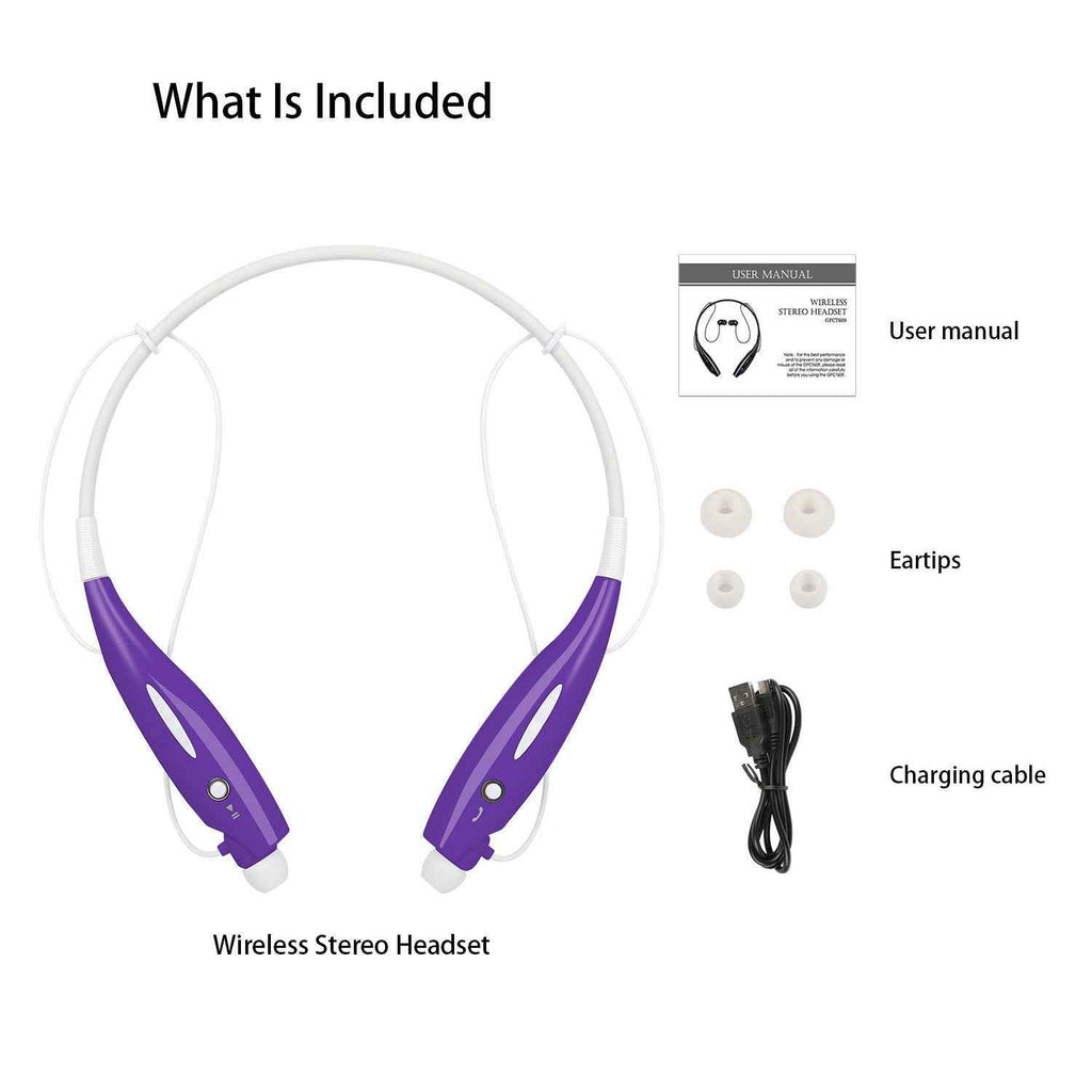 Wireless Sports Neckband Headphones Bluetooth 4.0, Lightweight Stereo Earbuds with Noise Cancellation, Long Battery Life, Hands-Free Calling, Multiple Colors
