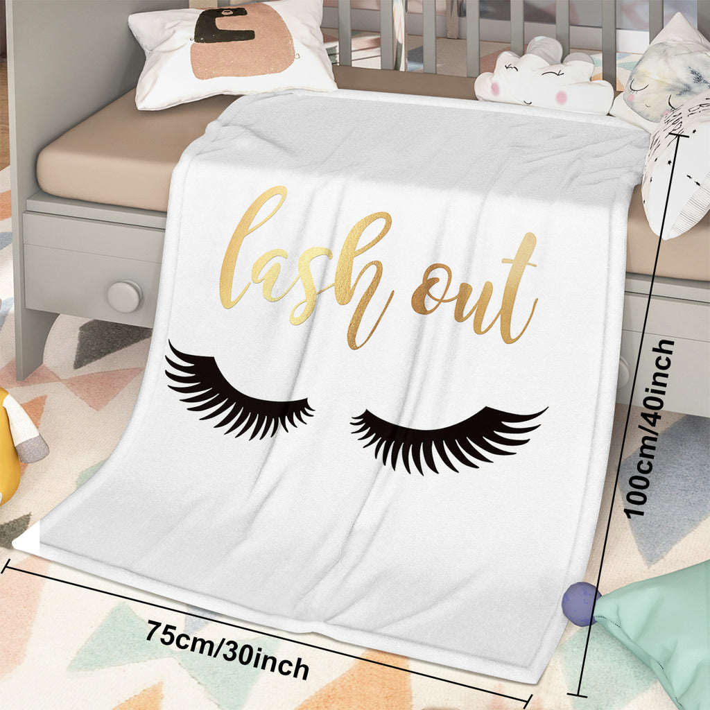 Flannel Velvet Blanket Long Eyelashes, featuring lash out design and soft texture, ideal for cozy home decor.