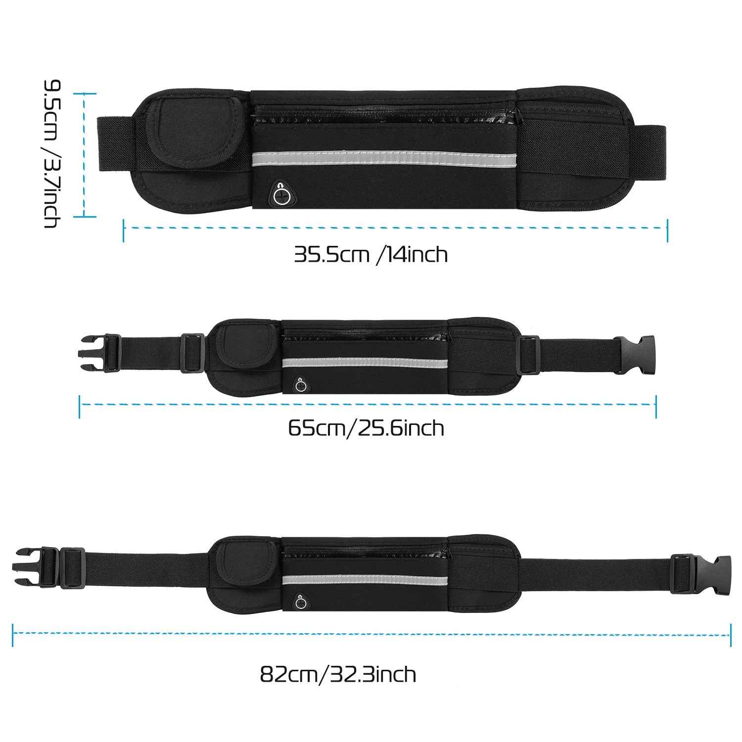 1Pc Sports Waist Bag Running Belt Pack Waterproof Adjustable Waist Pouch