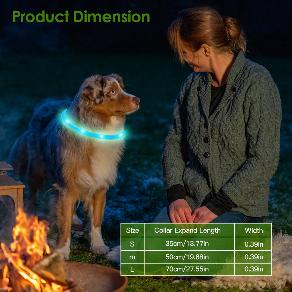 USB Rechargeable LED Dog Collar Multi Color Lighting Cuttable Length