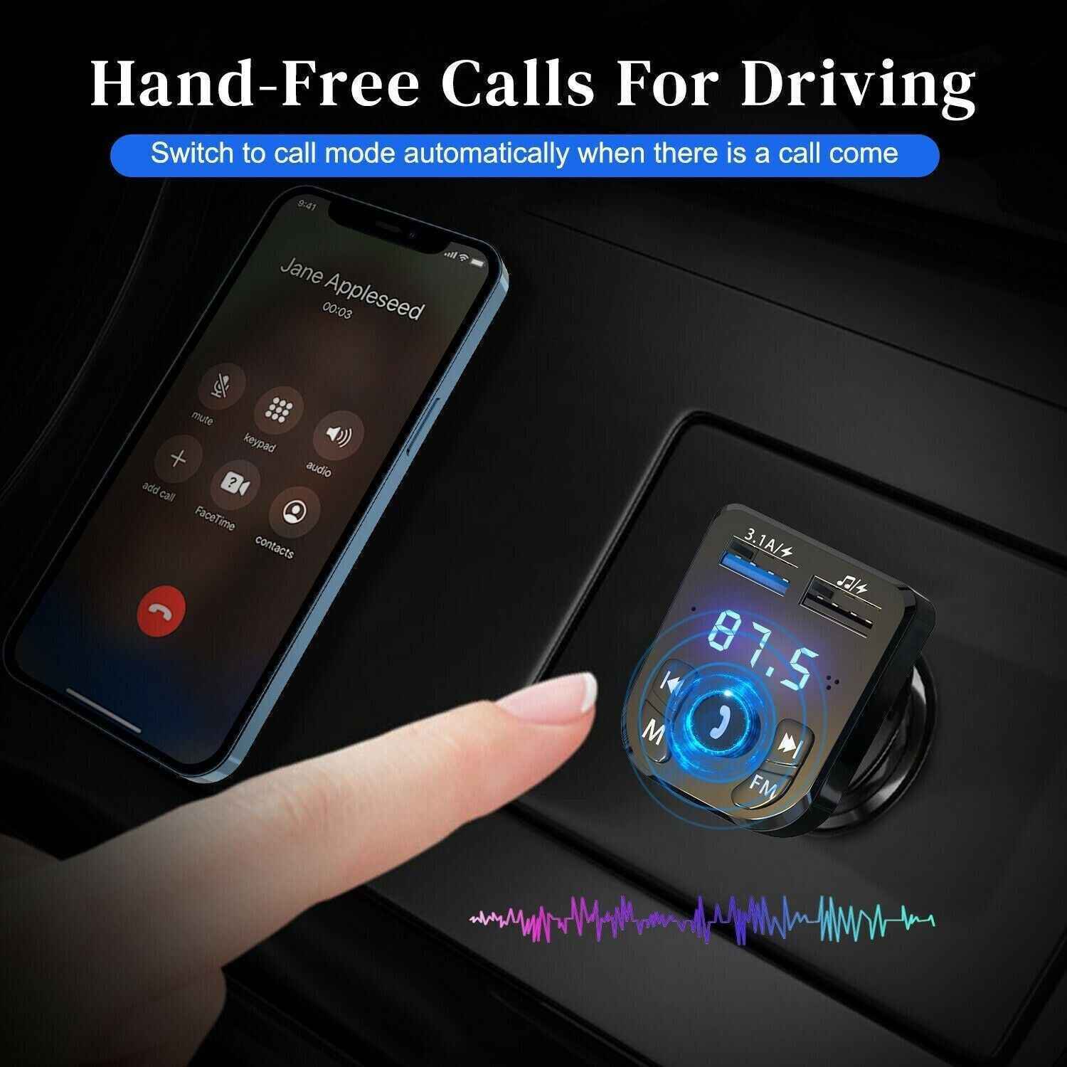 Wireless Car Bluetooth FM Transmitter MP3 Audio USB Charger Adapter