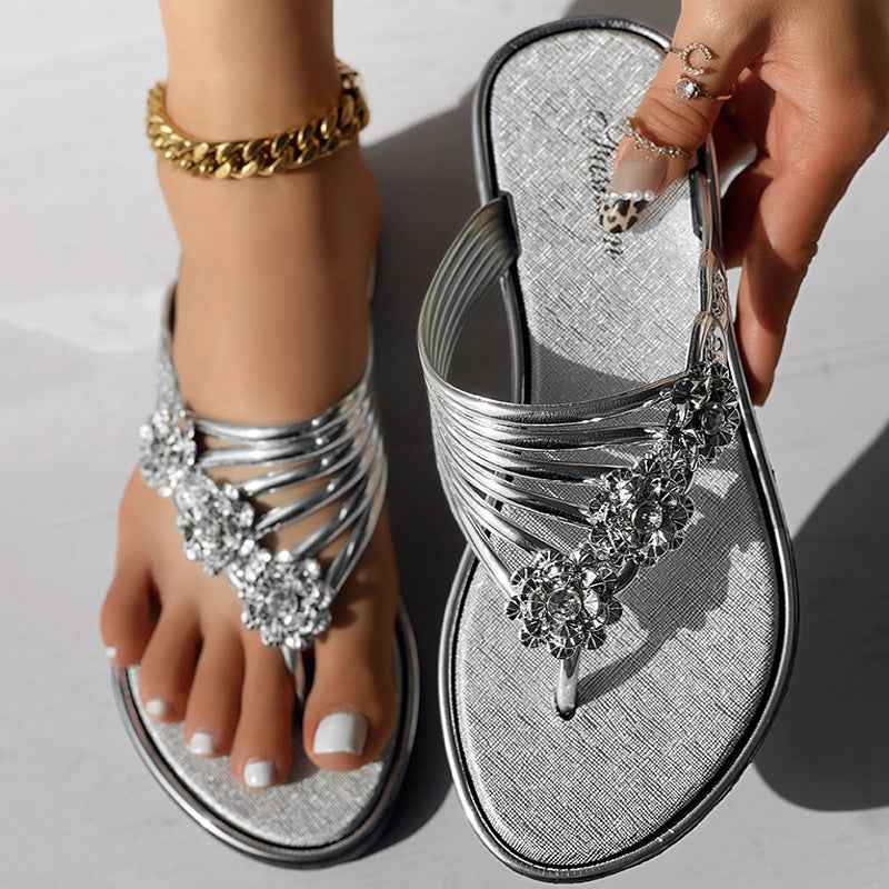 Floral Pattern Flip Flops Comfortable Casual Summer Beach Slippers