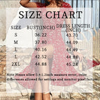 Size chart for Summer Floral Print Maxi Dress Women Button Up Split Long Flowy Bohemian Beach Party Dresses.