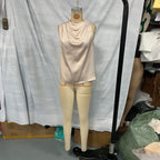 Women's Elegant Sleeveless Mock Neck Top Ruffle Detail Blouse