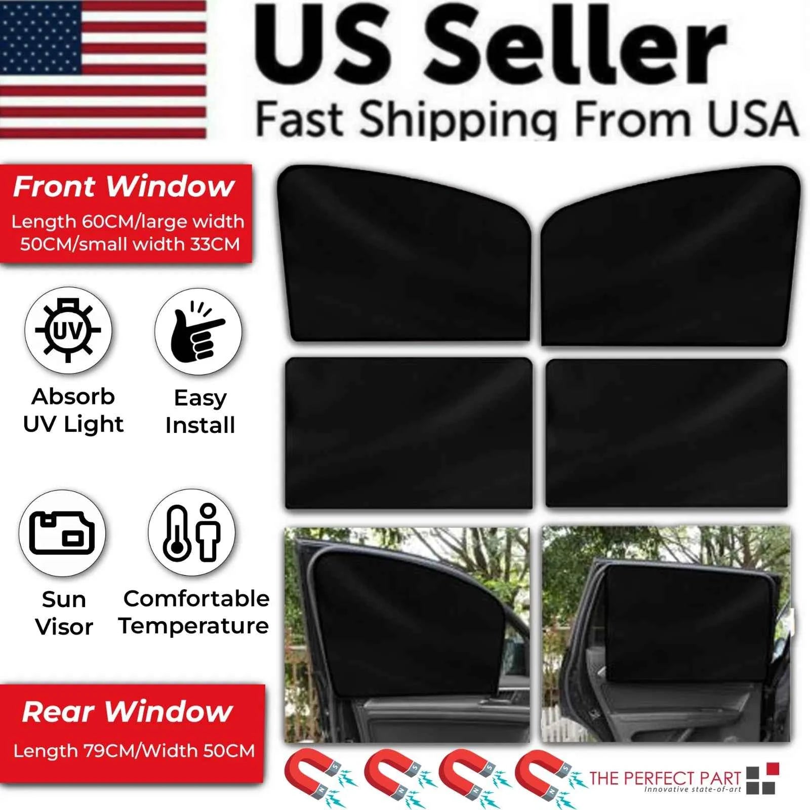 4X Magnetic Car Side Front Rear Window Sun Shade Cover Mesh Shield UV Protection Main image