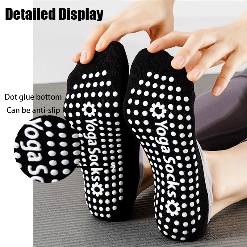 3 Pairs Yoga Socks For Women Non-Slip Grips Straps For Added Balance And Stability Ideal For Pilates Pure Barre Ballet Dance Barefoot Workout - Detailed display of non-slip grip bottom.