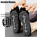 3 Pairs Yoga Socks For Women Non-Slip Grips Straps For Added Balance And Stability Ideal For Pilates Pure Barre Ballet Dance Barefoot Workout - Detailed display of non-slip grip bottom.