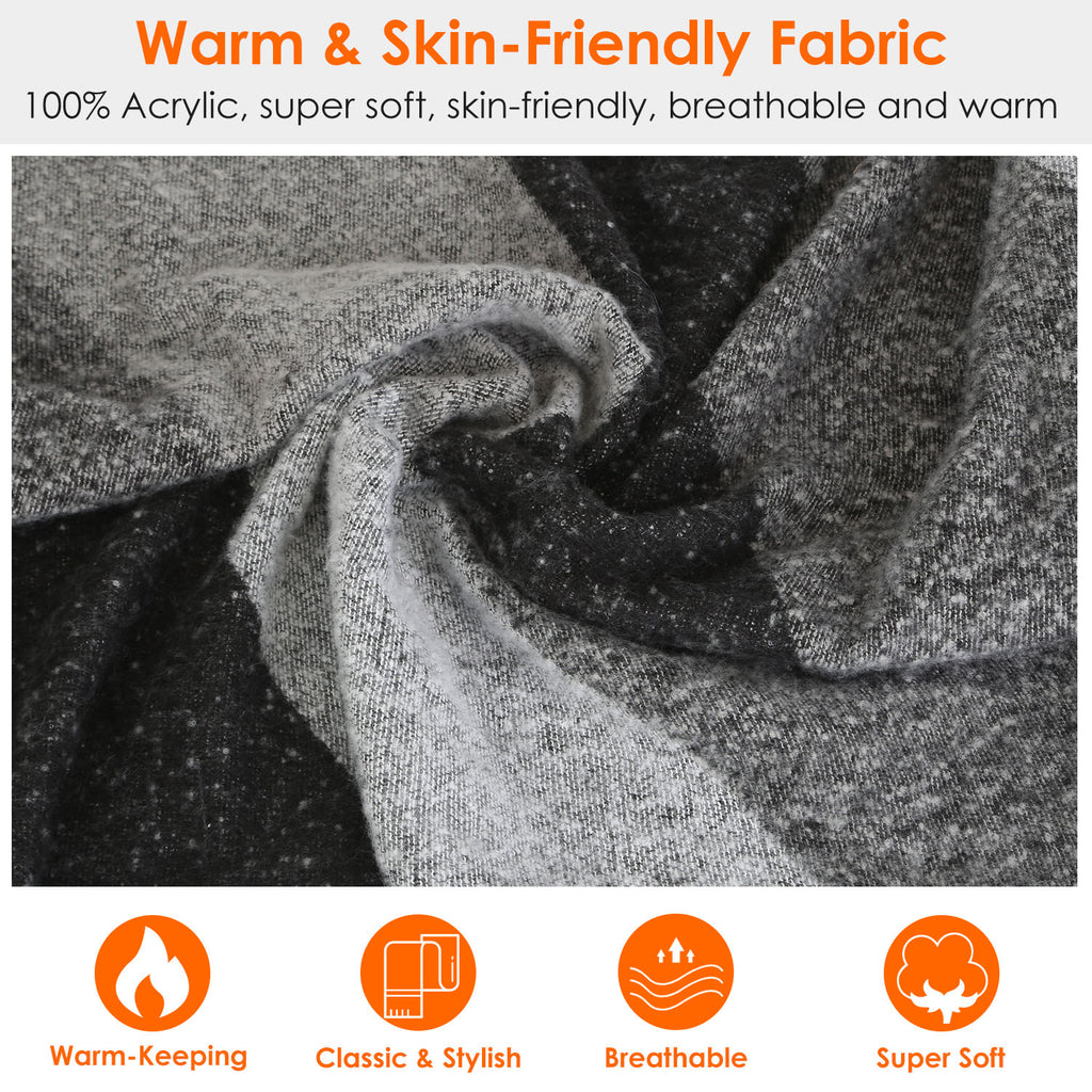 1Pc Women Winter Warm Scarf 74.8x25.6In Long Soft Knitted Shawl Extra Thick Plaid Blanket Wrap Cape fabric close-up