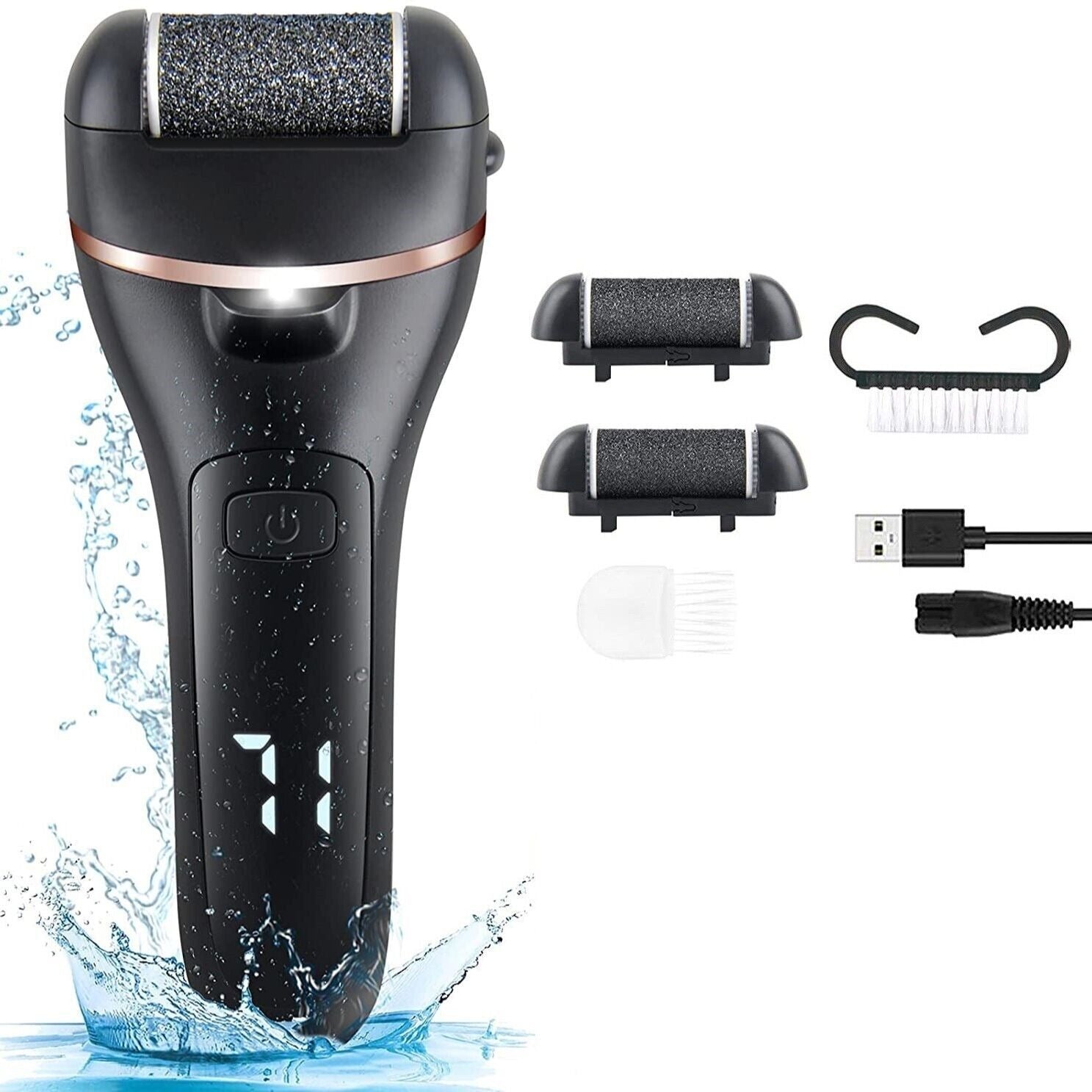 Electric Foot Grinder Cordless Pedicure Kit With Three Roller Heads