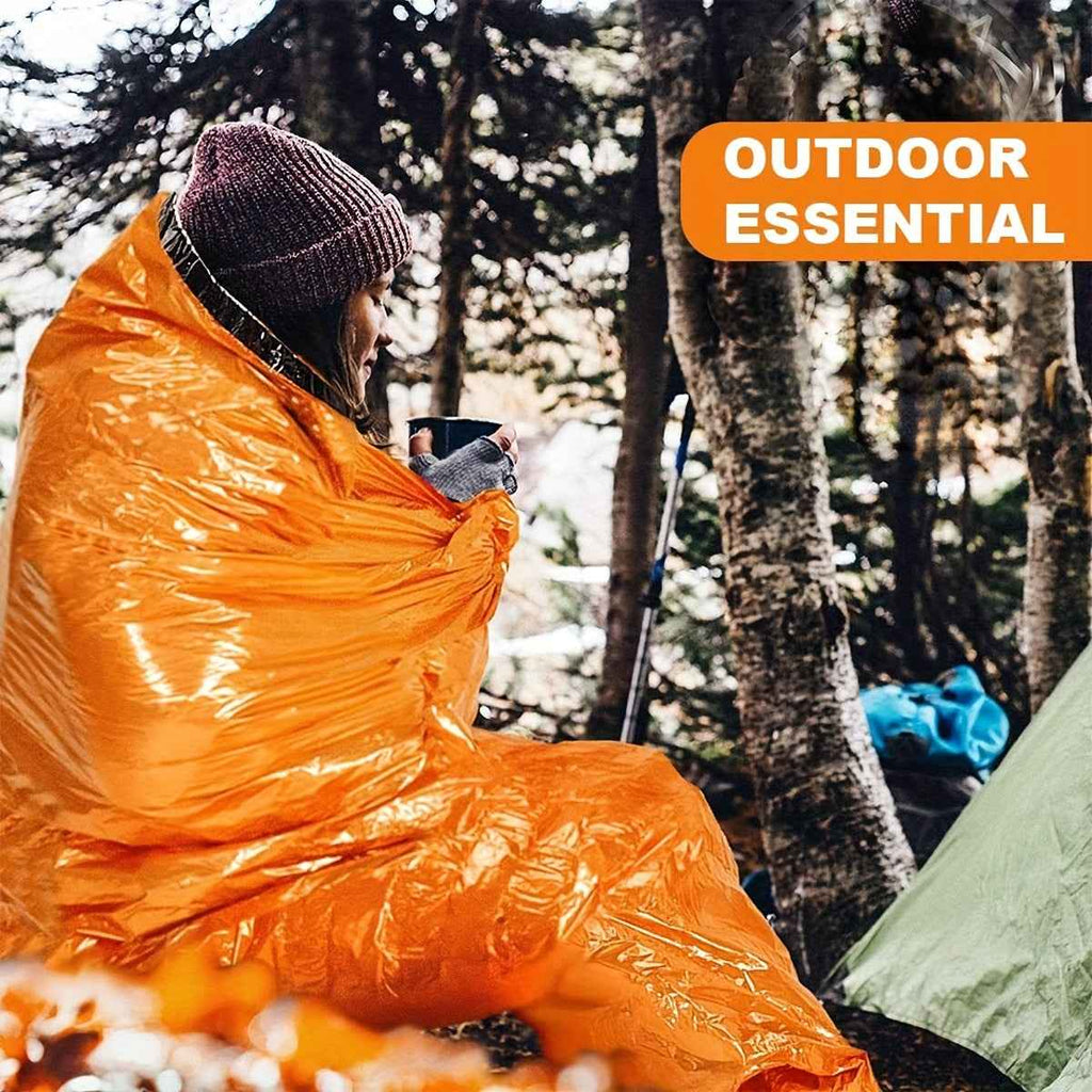 Portable Lightweight Emergency Sleeping Bag, Blanket, Tent - Thermal Bivy Sack For Camping, Hiking, And Outdoor Activities - Windproof And Waterproof Blanket For Survival
