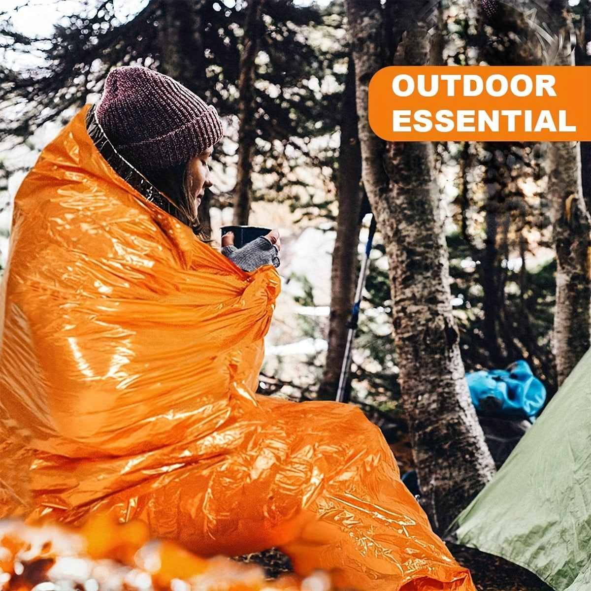 Portable Lightweight Emergency Sleeping Bag, Blanket, Tent - Thermal Bivy Sack For Camping, Hiking, And Outdoor Activities - Windproof And Waterproof Blanket For Survival
