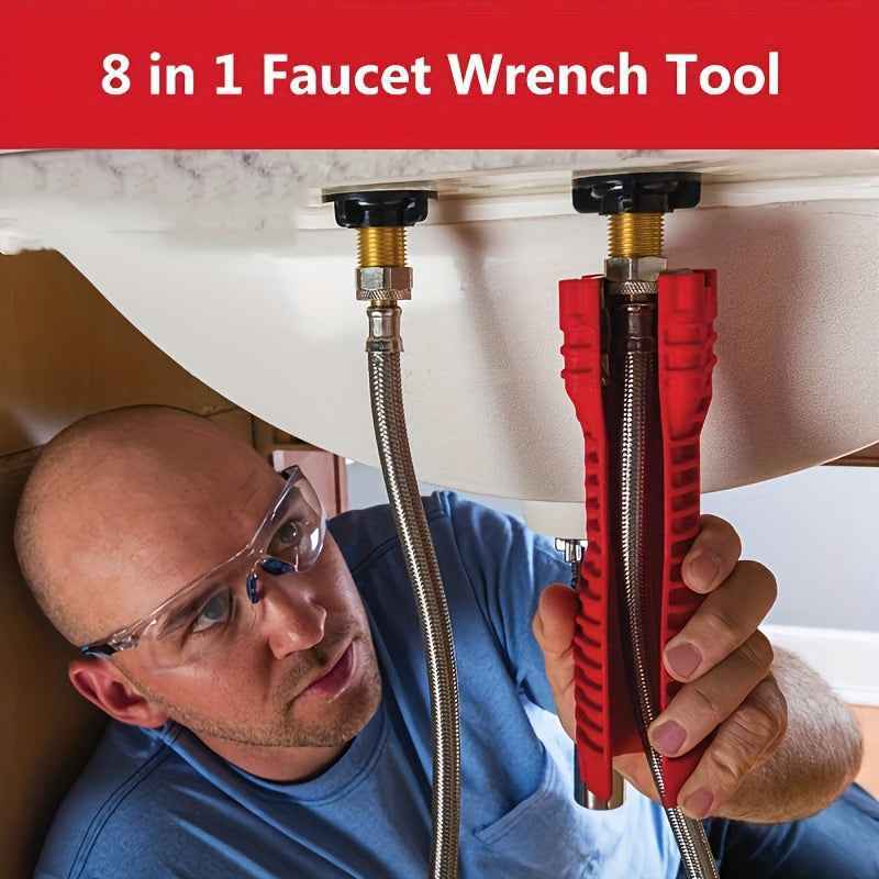 Sink Faucet Installer Tool,14-in-1 Faucet Wrench,Multi-functional Pipe Wrench,Bathroom Plumbing Installation & Repairs Wrench For Small Space Toilet Kitchen Bathroom Toilet Sink. Main image
