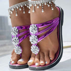 Floral Pattern Flip-Flops Comfortable Casual Summer Beach Slippers - Anklet Not Included