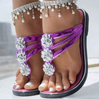Floral Pattern Flip-Flops Comfortable Casual Summer Beach Slippers - Anklet Not Included
