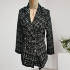 Elegant Women's Plaid Blazer, Notch Lapel Long Sleeve Jacket For Office And Casual Wear