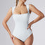 Women's One-piece Set Sleeveless Square Neck Skinny Yoga Bodysuit, Women's Sportswear Clothing in light blue color