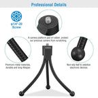 Flexible Mini Tripod Stand for Camera, Portable 1/4"-20 Screw Mount with Non-Slip Feet, Durable for DSLR, 35mm, and Compact Cameras