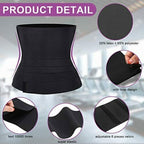 Invisible Wrap Waist Trainer Tape Adjustable Tummy Shapewear product details showing features and materials.