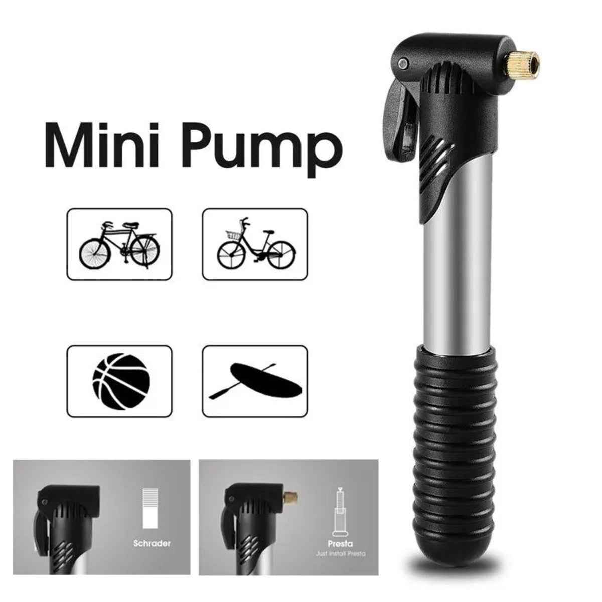 BIKING Portable Mini Bicycle Pum P Cycling Hand Air Pum P Ball Tire Inflator Schrader Presta Valve Road Bike Accessories Main image