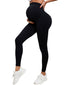 Women's Maternity Leggings Over The Belly Pregnancy Yoga Pants Active Wear Workout Leggings in black, worn by a pregnant model.