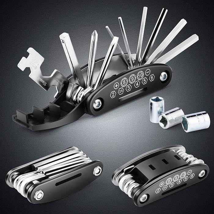 16-in-1 Heavy-Duty Bike Repair Kit With 16-ToolMultifunctional Hex Key Set Puncture Patch &Tire Repair Kit For Mountain Road BikesMotorcycles