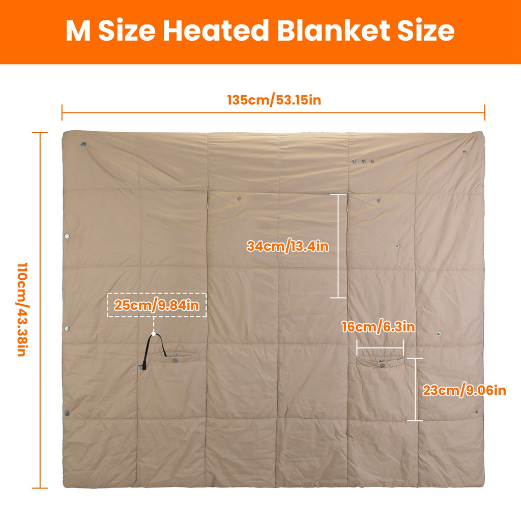 USB Heated Blanket Electric Heated Poncho Shawl Wrap Throw With Zipper Arm Holes Pocket 3 Heating Levels 6 Zones 5V 2A Machine Washable For Home Office Outdoor M size dimensions