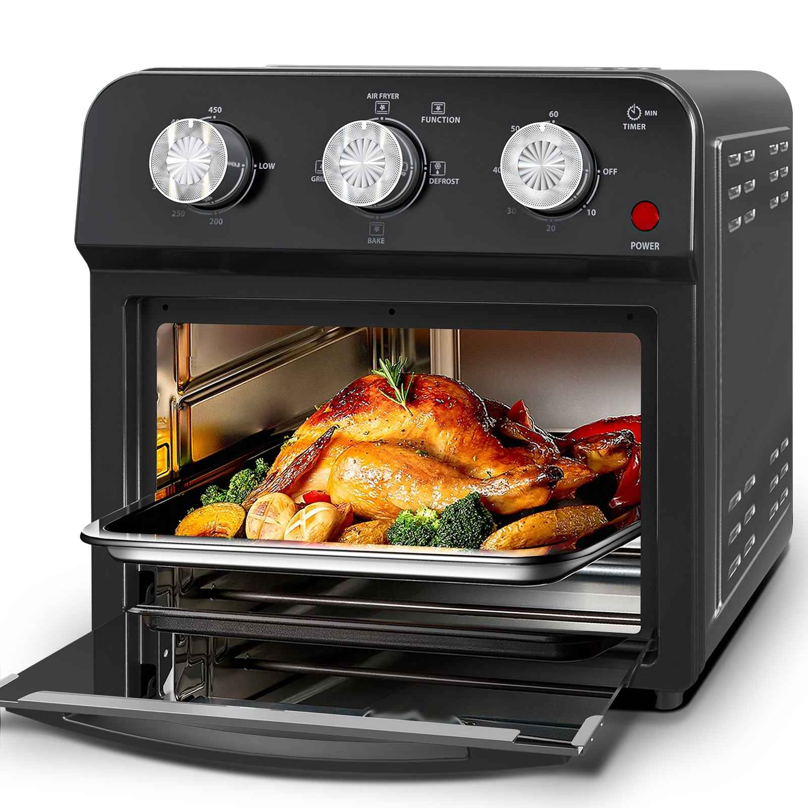 12L Air Fryer with Multifunction Cooking, Healthy Rapid Air Circulation, Removable Non-Stick Basket, Grilling, Baking, Defrosting, Family-Sized Capacity