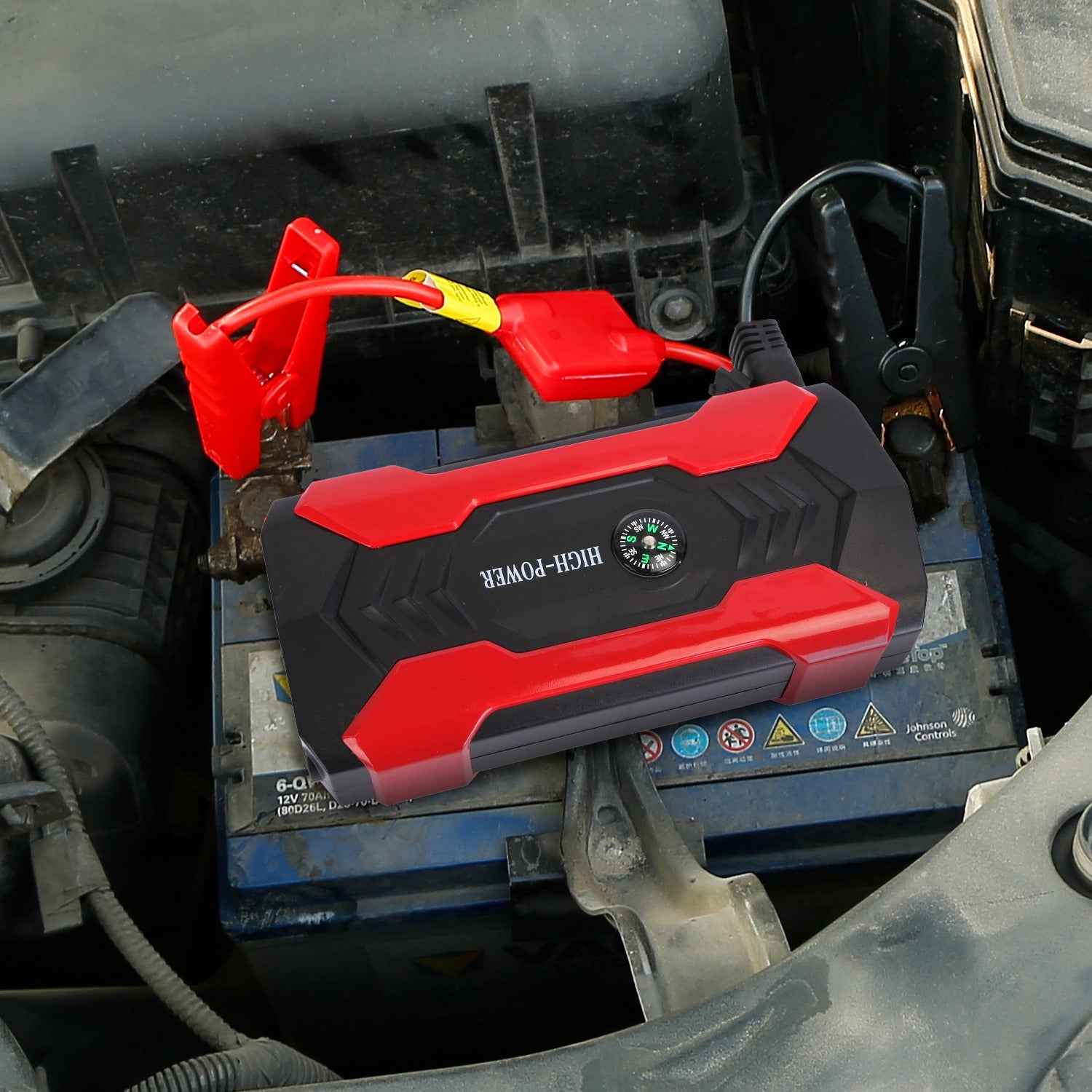 Car Jump Starter Booster 800A Peak 28000mAh 12V Battery Charger Up To 6.0L Gas Or 3.0L Diesel Engine With LCD Screen 4 Modes LED Flashlight