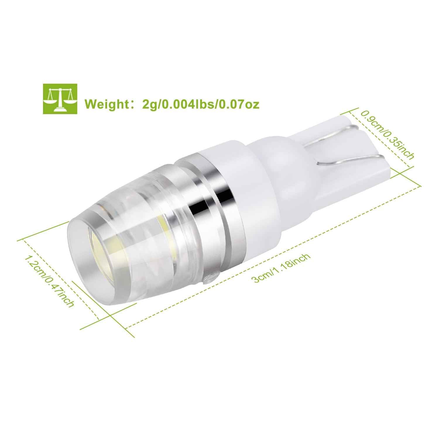 10PCS T10 LED Bulbs 6000K White for Interior & License Lights