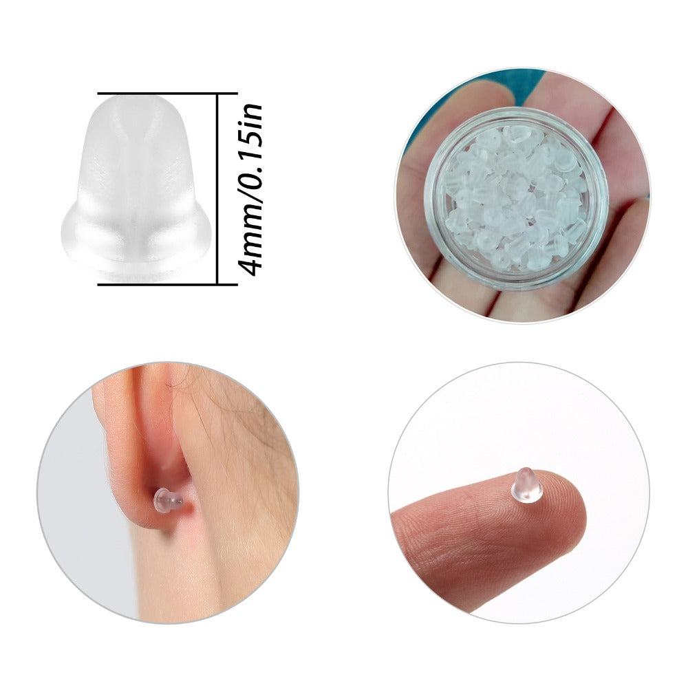 Silicone Earrings Back Plug Soft Transparent Hypoallergenic For Stud